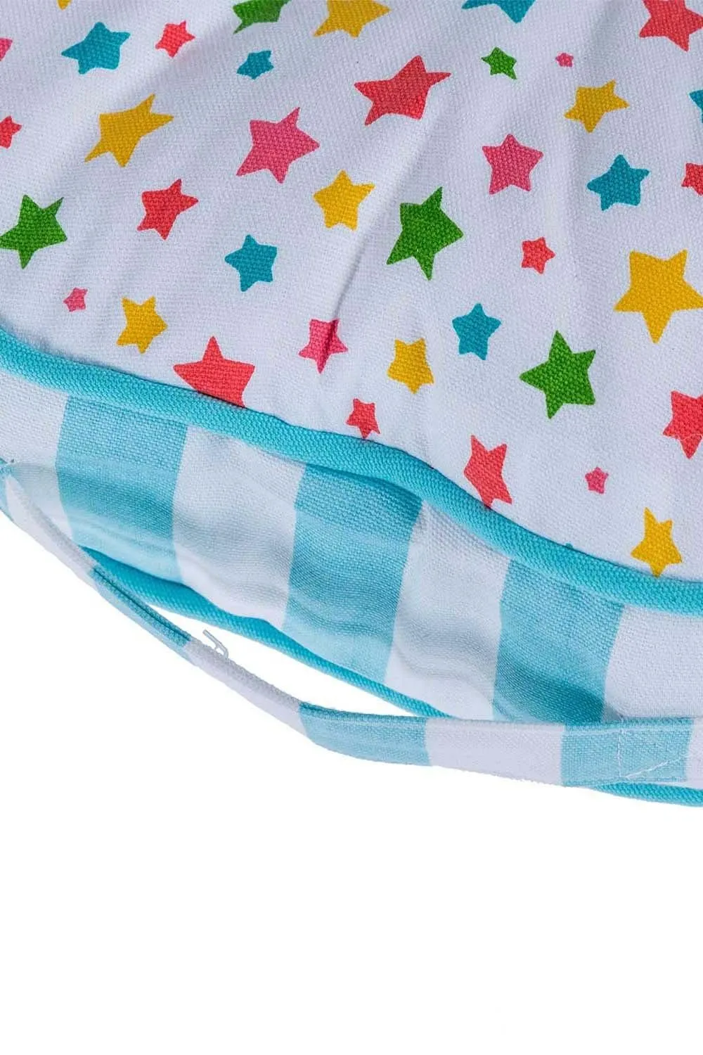 Homescapes Multi Stars & Blue Stripes Round Floor Cushion 4