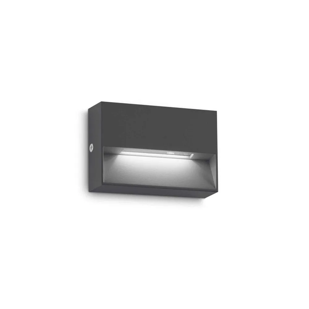 Netlighting Dedra Outdoor Rectangle Flush Wall Lamp Anthracite 160Lm 3000K IP65 in Black
