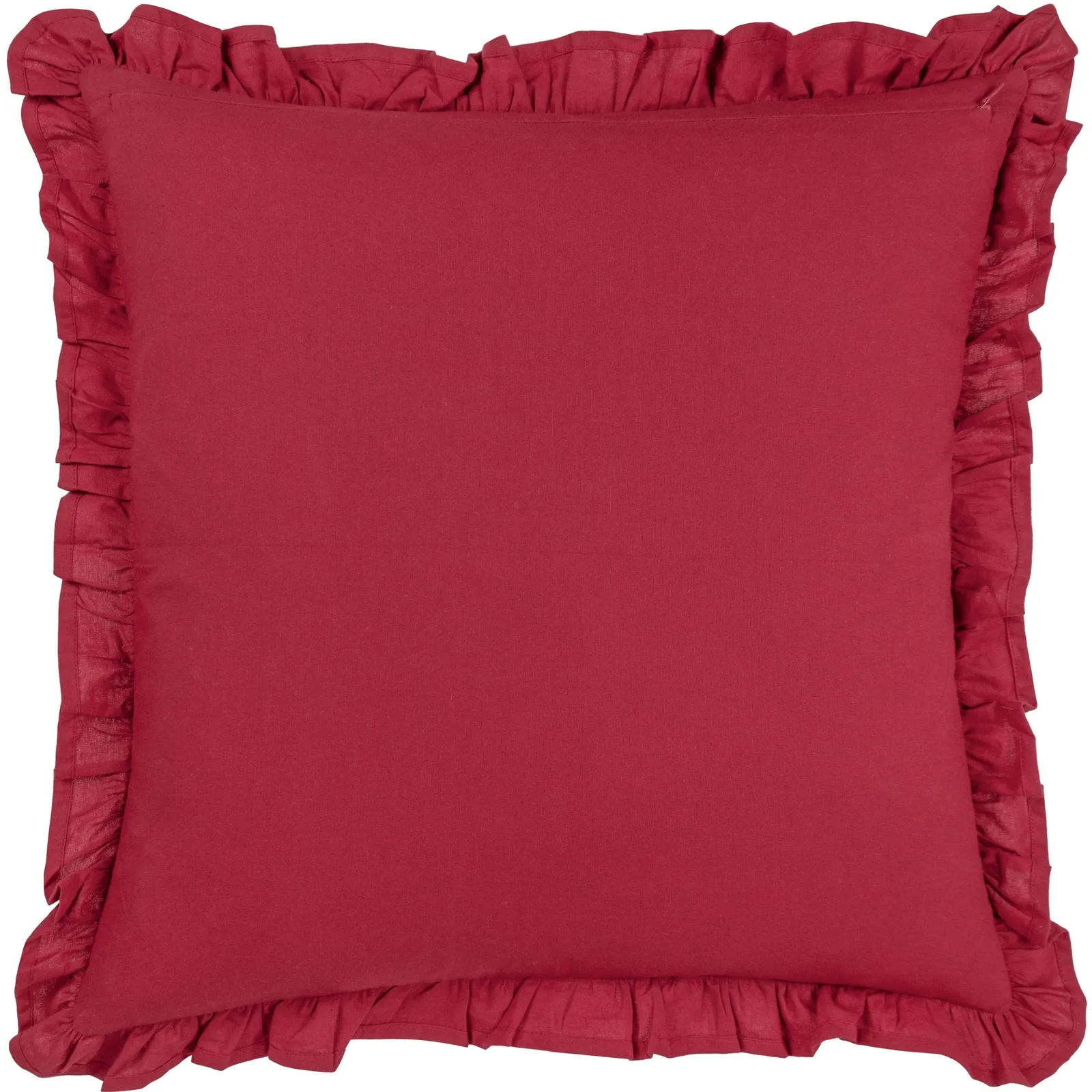 Paoletti Montrose 100% Cotton Fringed Leaf Cushion in Red 3