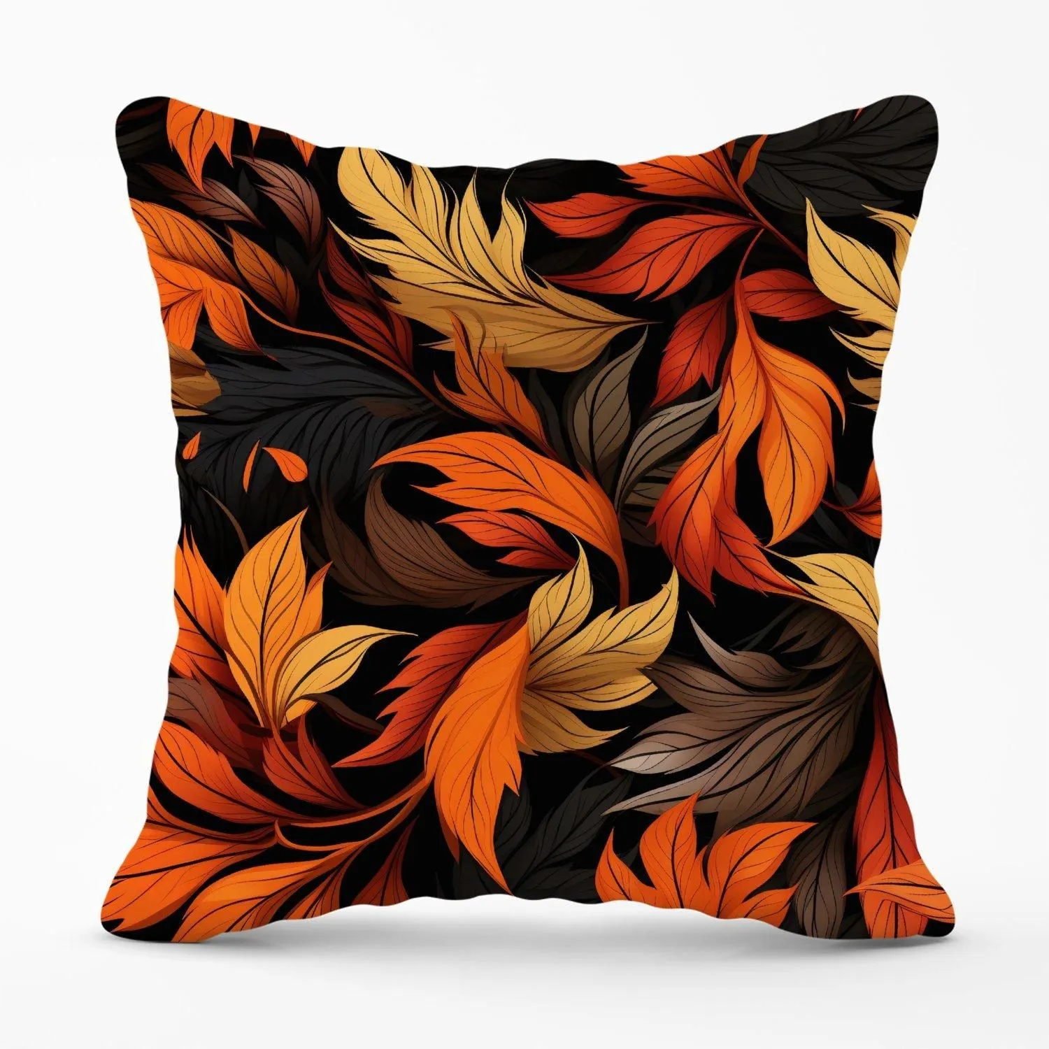 Warren Reed - Designer Autumn Leaves Design Outdoor Cushion in Orange