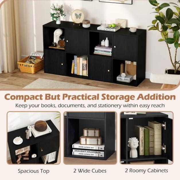 Costway 3-Tier Bookshelf with Dual Anti-Tipping Kits & 2 Cabinets in Black 5