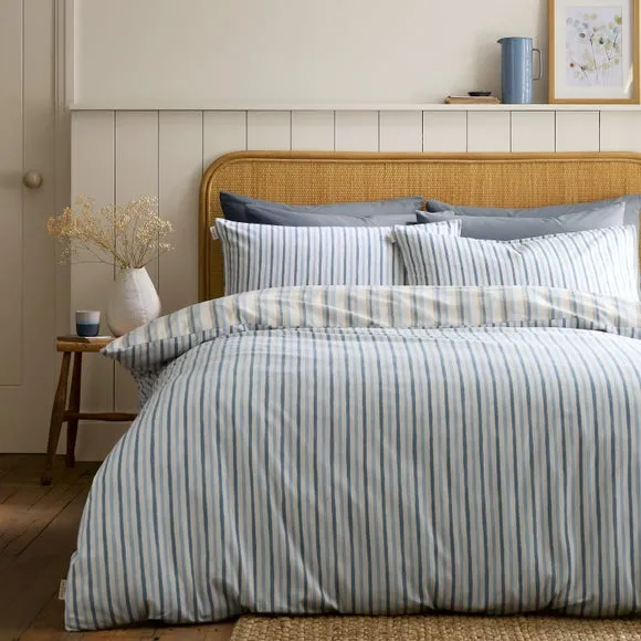 Emily Bond Brushed Somerset Stripe 100% Cotton Duvet Cover & Pillowcase Set 2