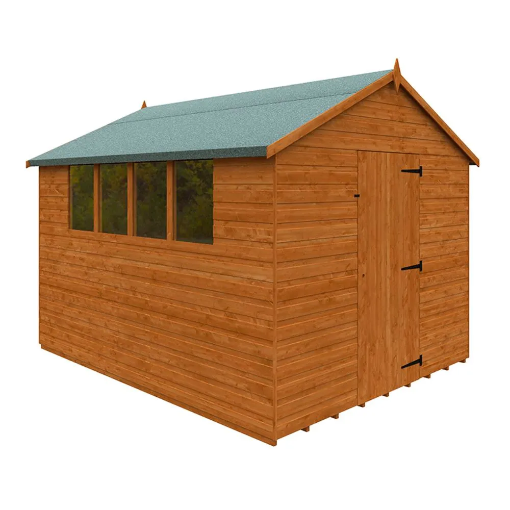 Buttercup Farm 10 x 8 Feet Super Apex 12mm Shed - Solid Wood/Softwood/Pine in Burnt Orange