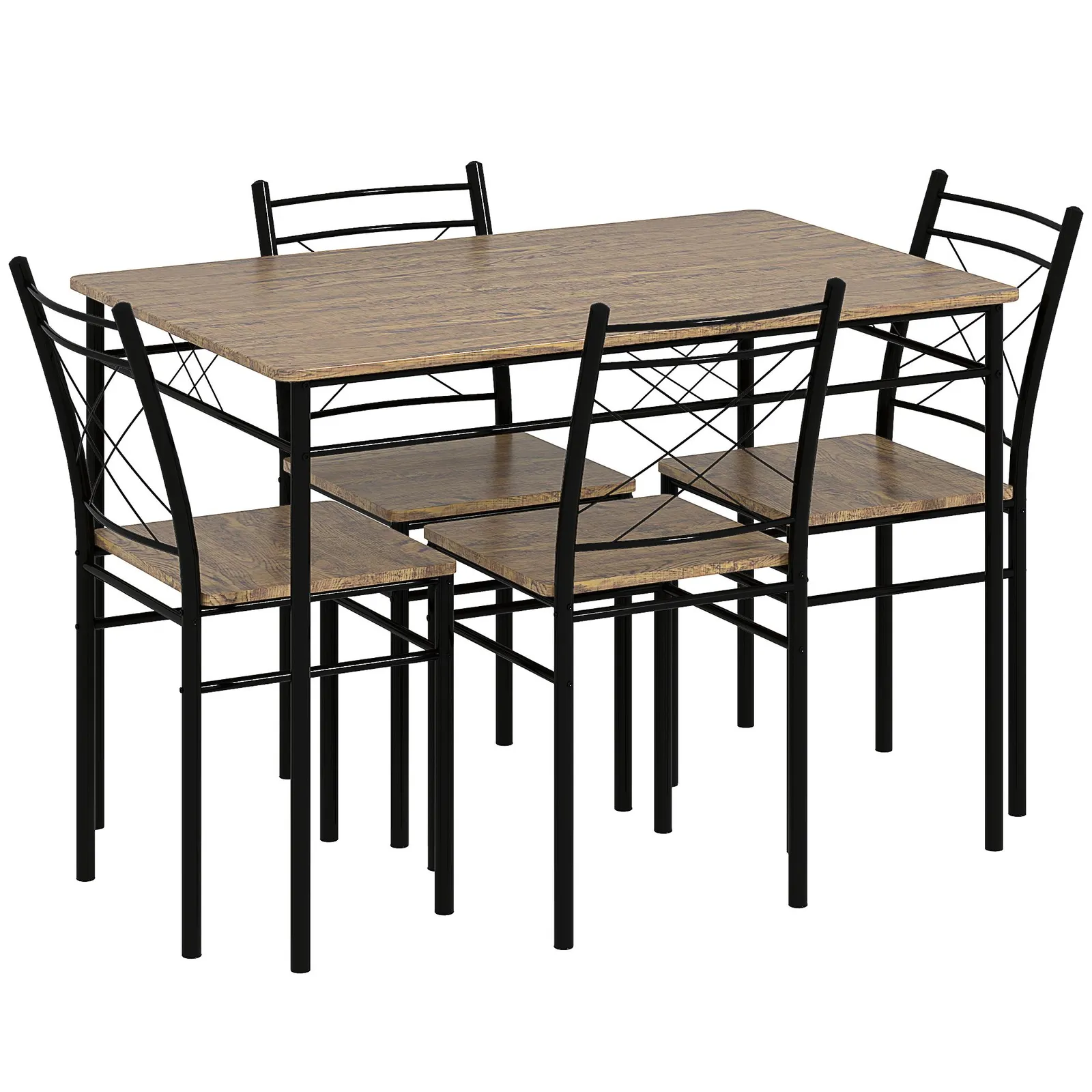 HOMCOM 5 Piece Dining Table & Chairs Set, Space Saving, Oak in Light Oak 2
