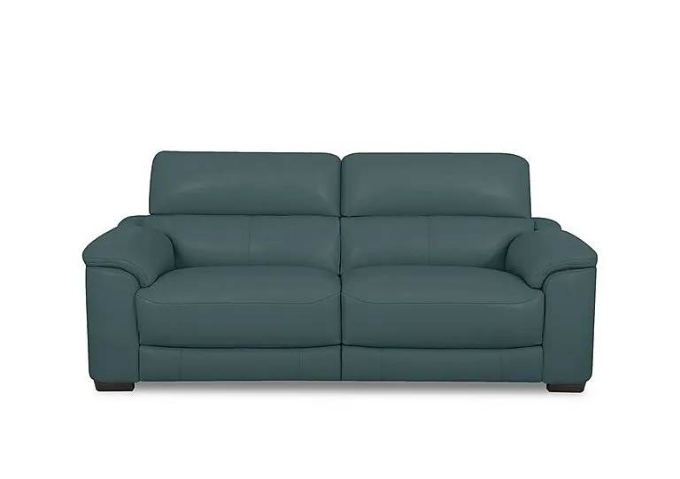 Nova Leather 3 Seater Power Recliner Sofa with Power Headrests - BV Lake Green