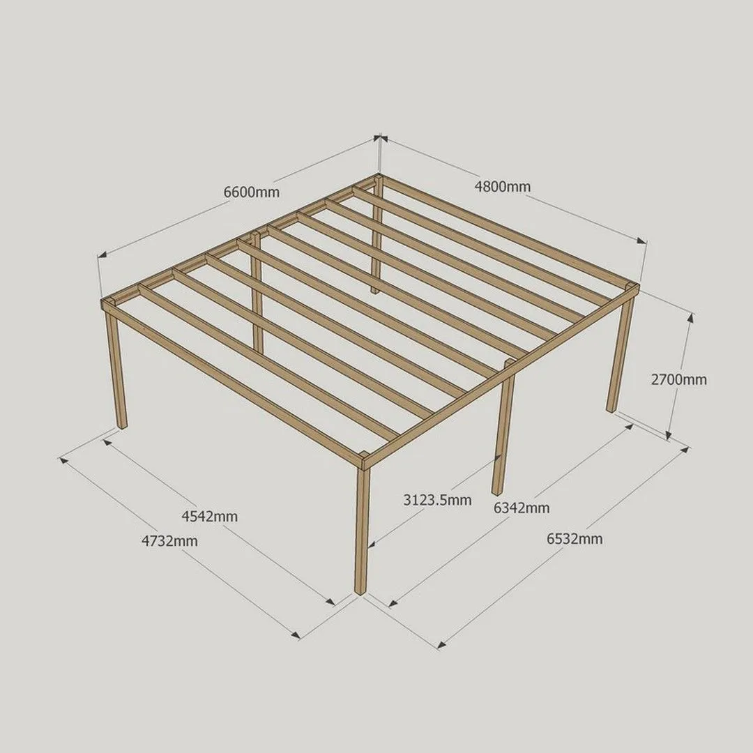 Rutland County Garden Furniture Ltd Garden Pergola 6 Posts - Wood - L480 x W660 x H270 cm - Rustic Brown in Light Green 5