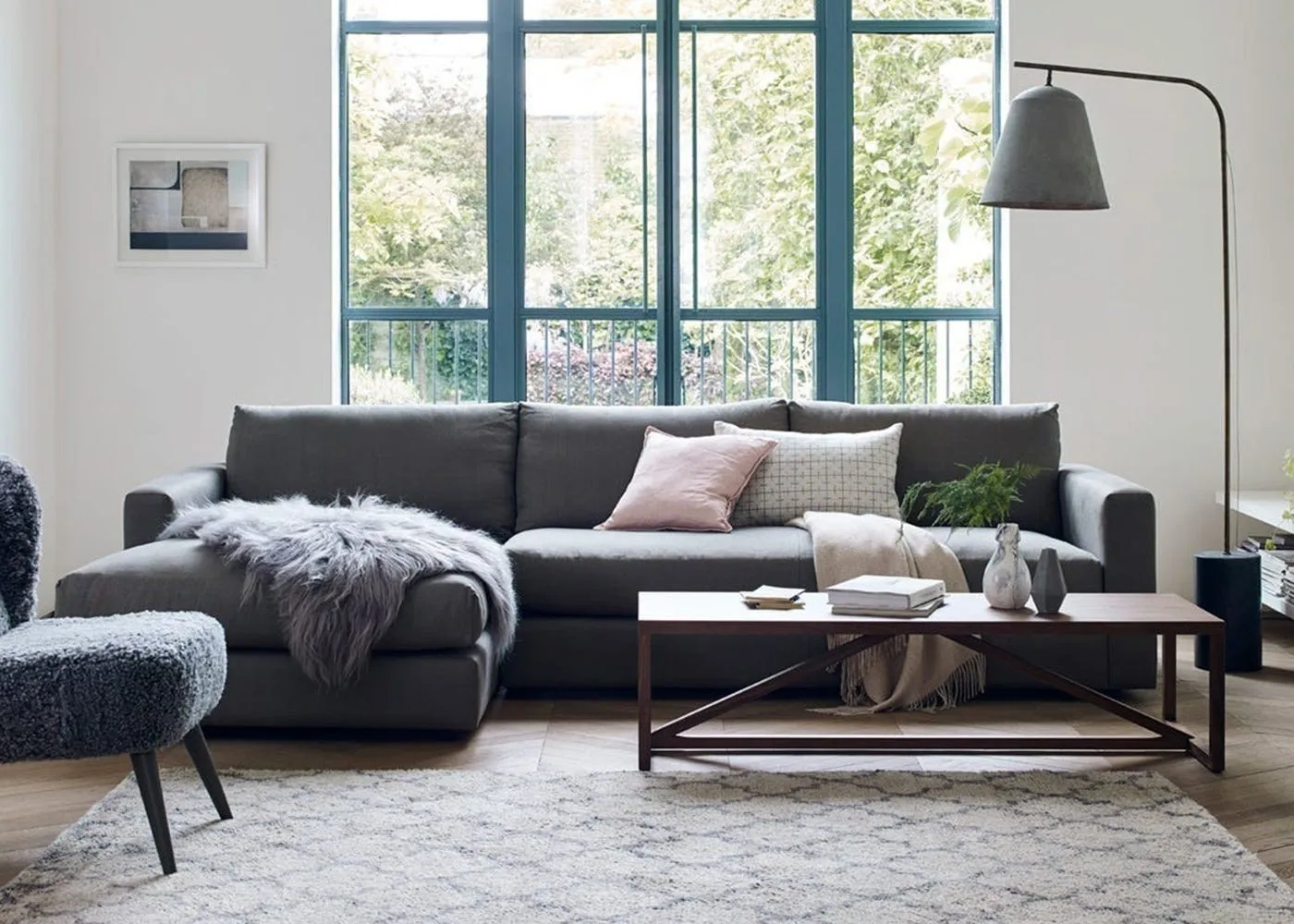 Heal's Nimbus II 3 Seater Sofa Smart Velvet Petrol Black Feet 2