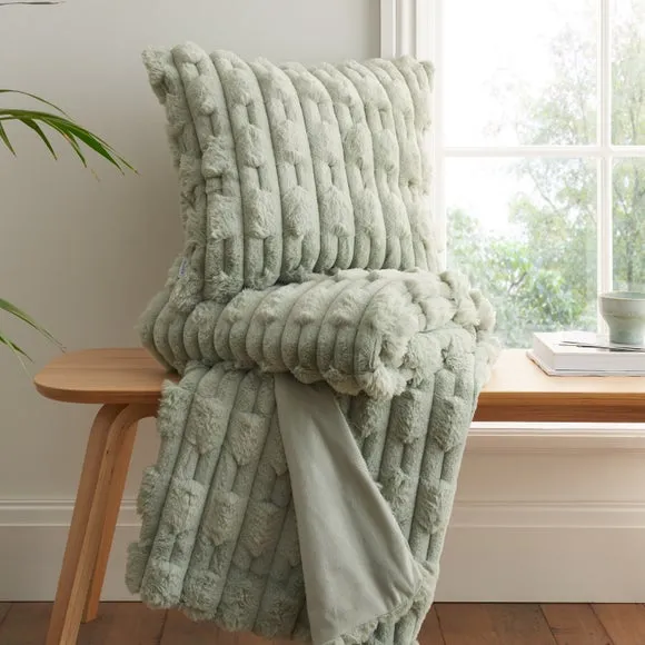 Bianca Carved Faux Fur Square Cushion 4