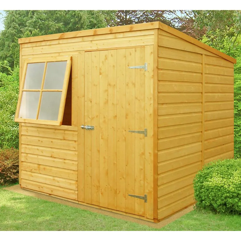 Shires Pent Single Door Tongue & Groove Garden Shed Workshop Approx 7x7 ft in Brown 3