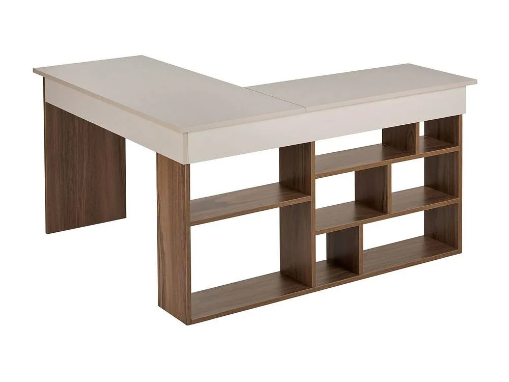Vente-unique Corner Desk With Storage Units - Colour: Beige & Dark Natural in Brown 2
