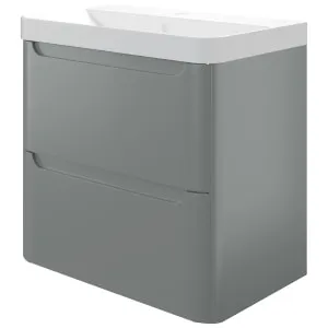 Wickes Malmo Dust Grey Wall Hung J Pull Compact Vanity Unit & Basin - 500 x 350mm