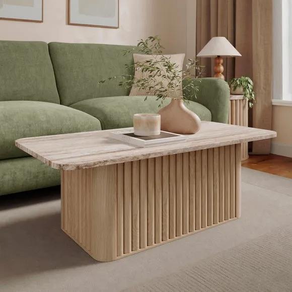 Lucin Travertine Effect Rectangular Coffee Table