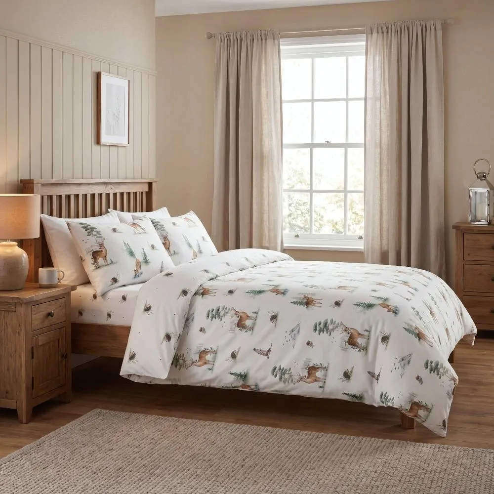 Rapport Home Woodland Winter Christmas Complete Duvet Set Fitted Sheet & Pillowcase