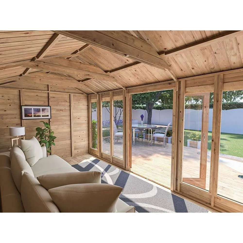 Dunster House Summerhouse 4m x 2.4m (14' x 8') Reverse Apex, RagePanda Modular in Brown 4