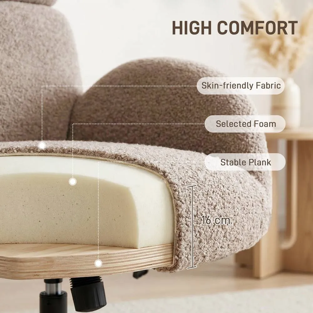 HOMCOM Swivel Armchair with Footstool, Rocking Accent Chair in Light Brown 5