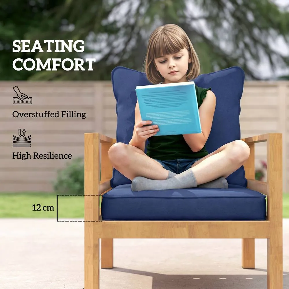 OUTSUNNY Garden Chair Cushion with Seat & Back Pad, CUSHION ONLY in Blue 4