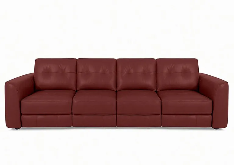 Drift 4 Seater Leather Power Glider Sofa - BV Deep Red - Sofas and Armchairs - In Time for Christmas