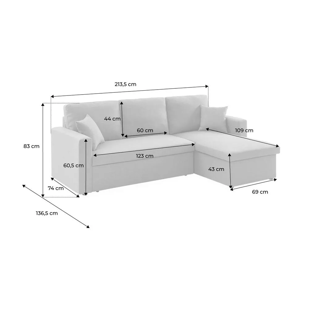 sweeek 3-seater Compact Reversible Corner Sofa Bed in Light Grey 5