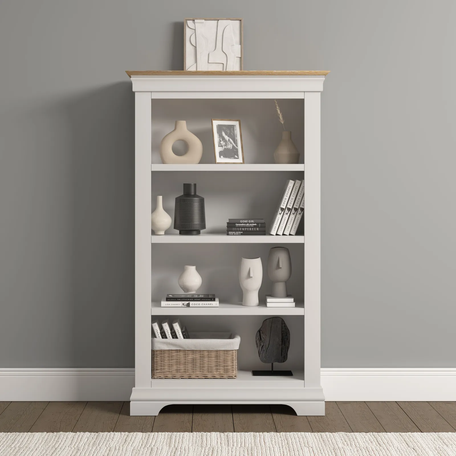 Seconique Bordeaux Bookcase (Fully Assembled) in Ivory