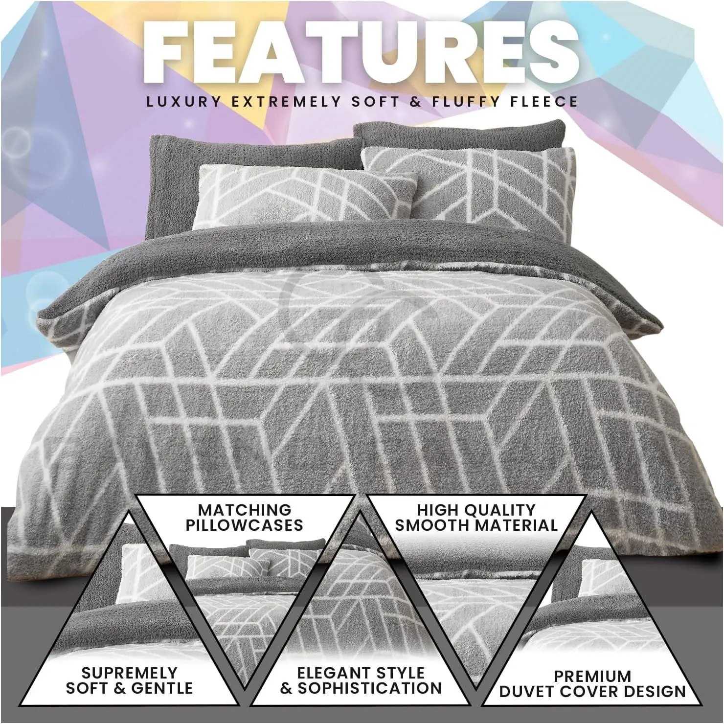 GAVENO CAVAILIA Ely Geo Printed Duvet Cover in Grey 2