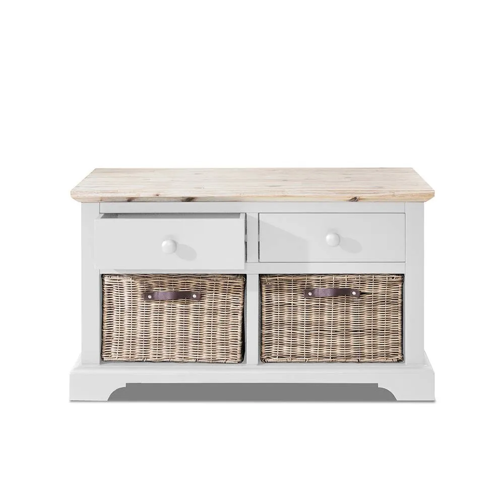 Statement Furniture Florence Storage Bench with 2 Drawers & 2 Baskets in White 4
