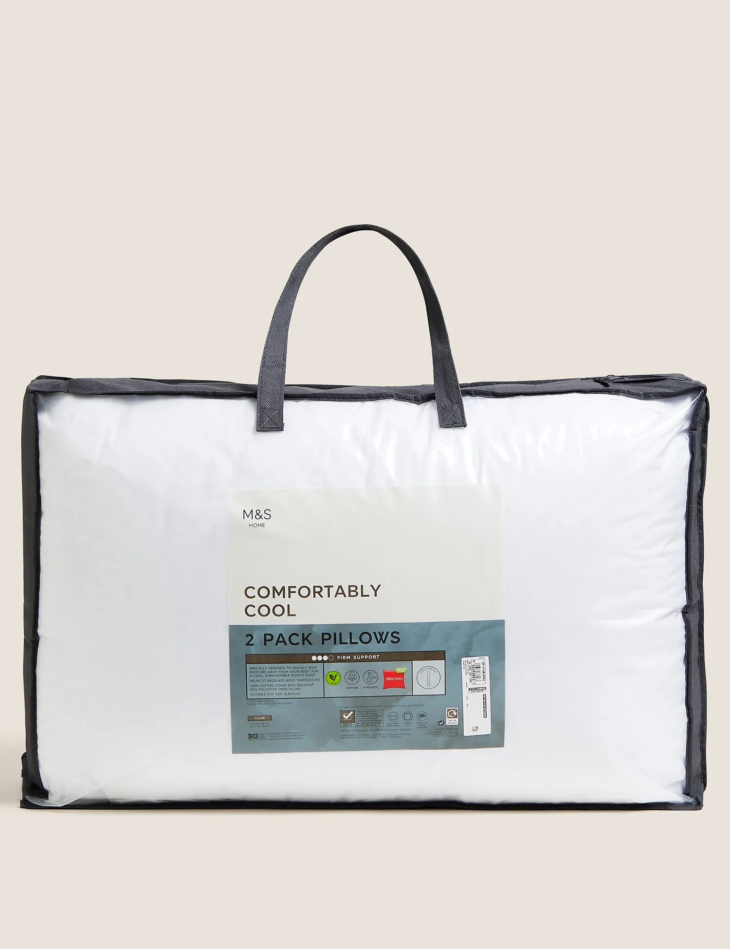 M&S 2 Pack Comfortably Cool Firm Pillows