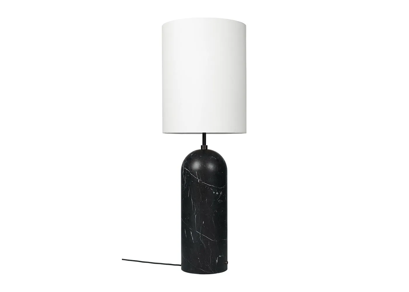 Gubi Fol19 Gravity Floor Lamp XL High Black Marble Base White Shade 1