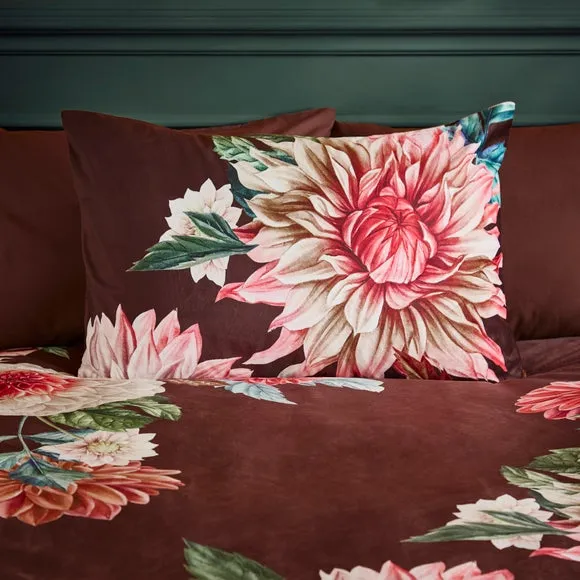 Allouise Floral Brown Luxury Velvet Duvet Cover and Pillowcase Set 4