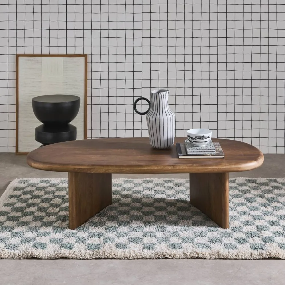 sweeek Oval coffee table mango wood in Dark Brown