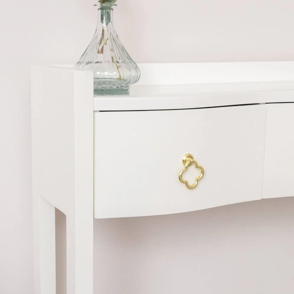 Melody Maison Curved 3 Drawer Console Table With Glass Top - Austin White Range 4