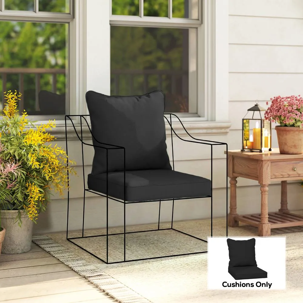 OUTSUNNY Garden Chair Cushion with Seat & Back Pad, CUSHION ONLY in Black