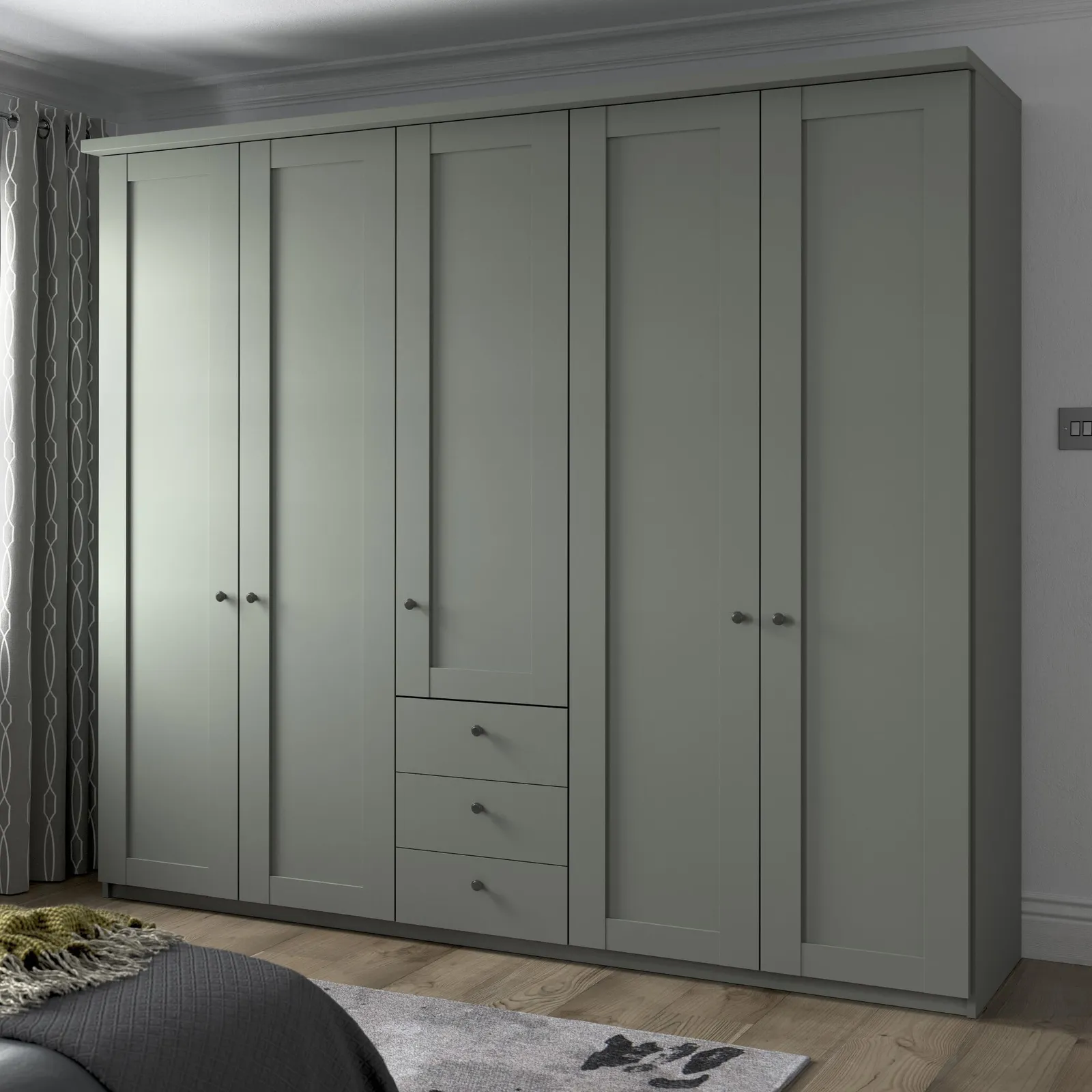 Varese Cornice Without Lights For Hinged Wardrobe, Green | Barker & Stonehouse 3