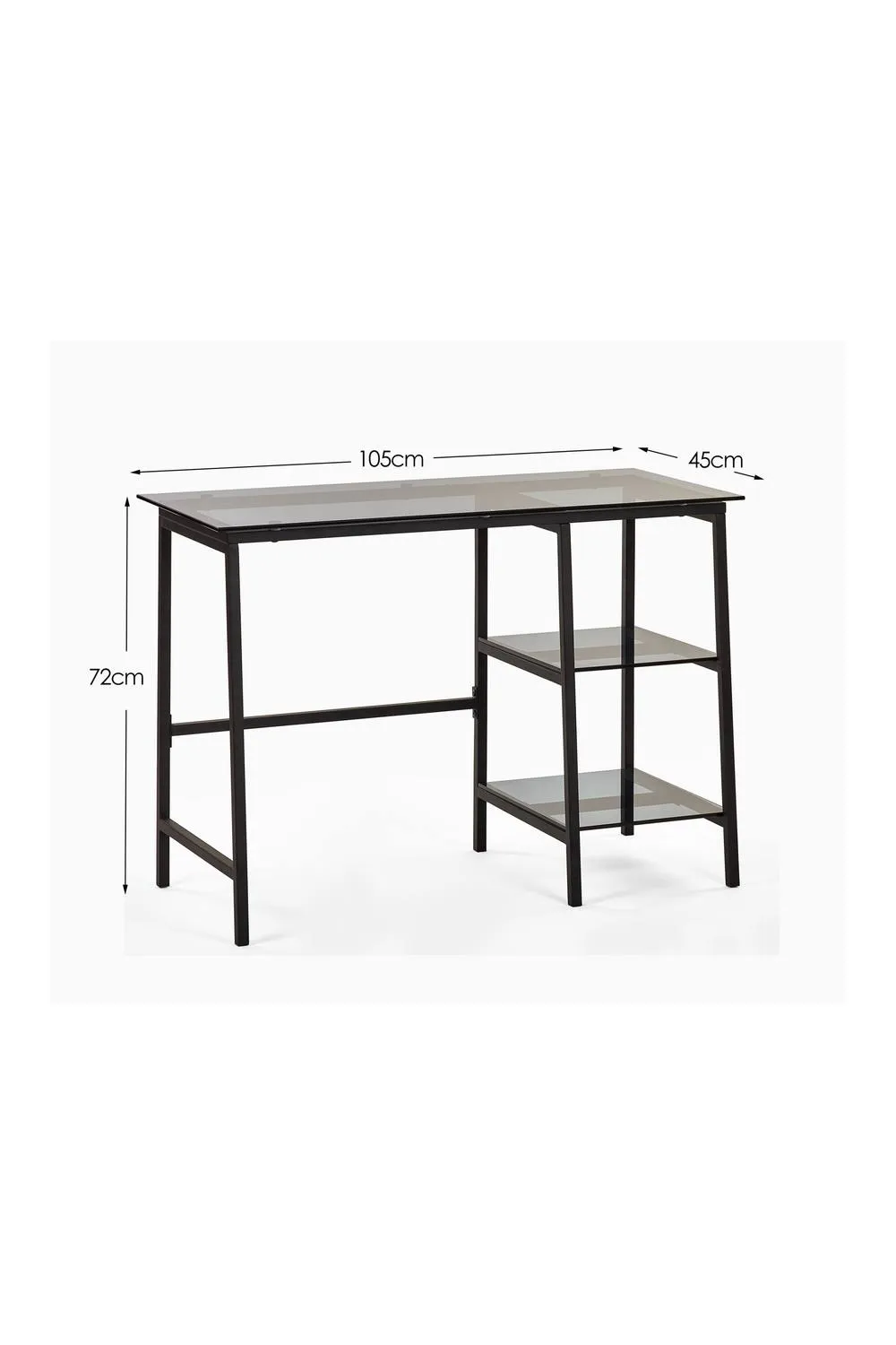 Julian Bowen Chicago Glass Top Desk with Shelves in Black 6