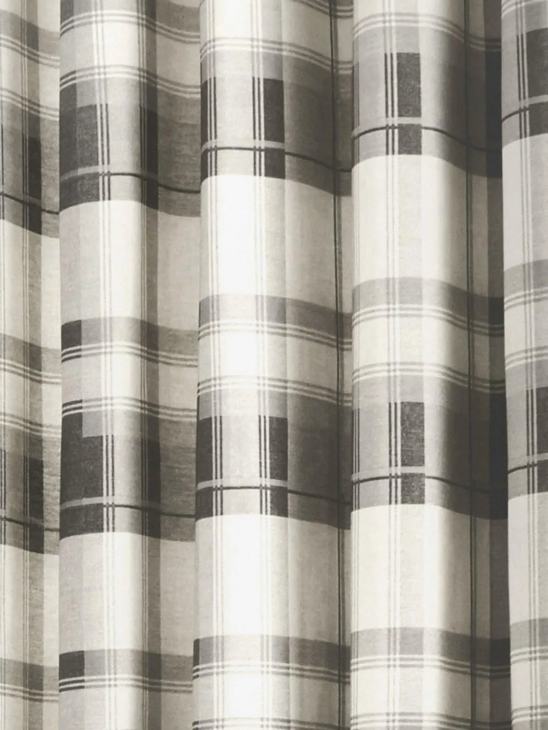Fusion 'Balmoral Check' Country Checked Pattern Pair of Eyelet Curtains in Dark Grey 5