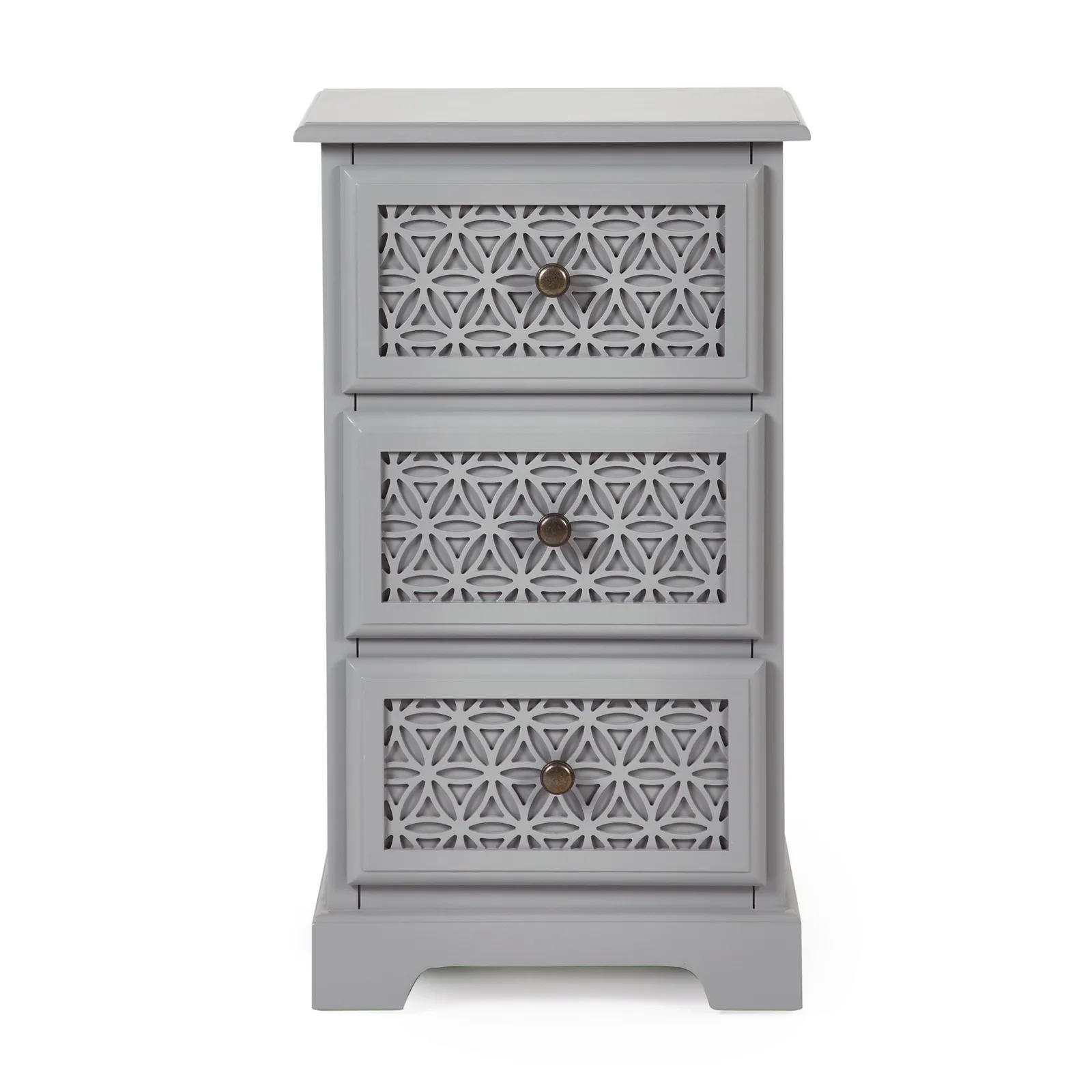 Carys 3 Drawer Bedside Table Grey