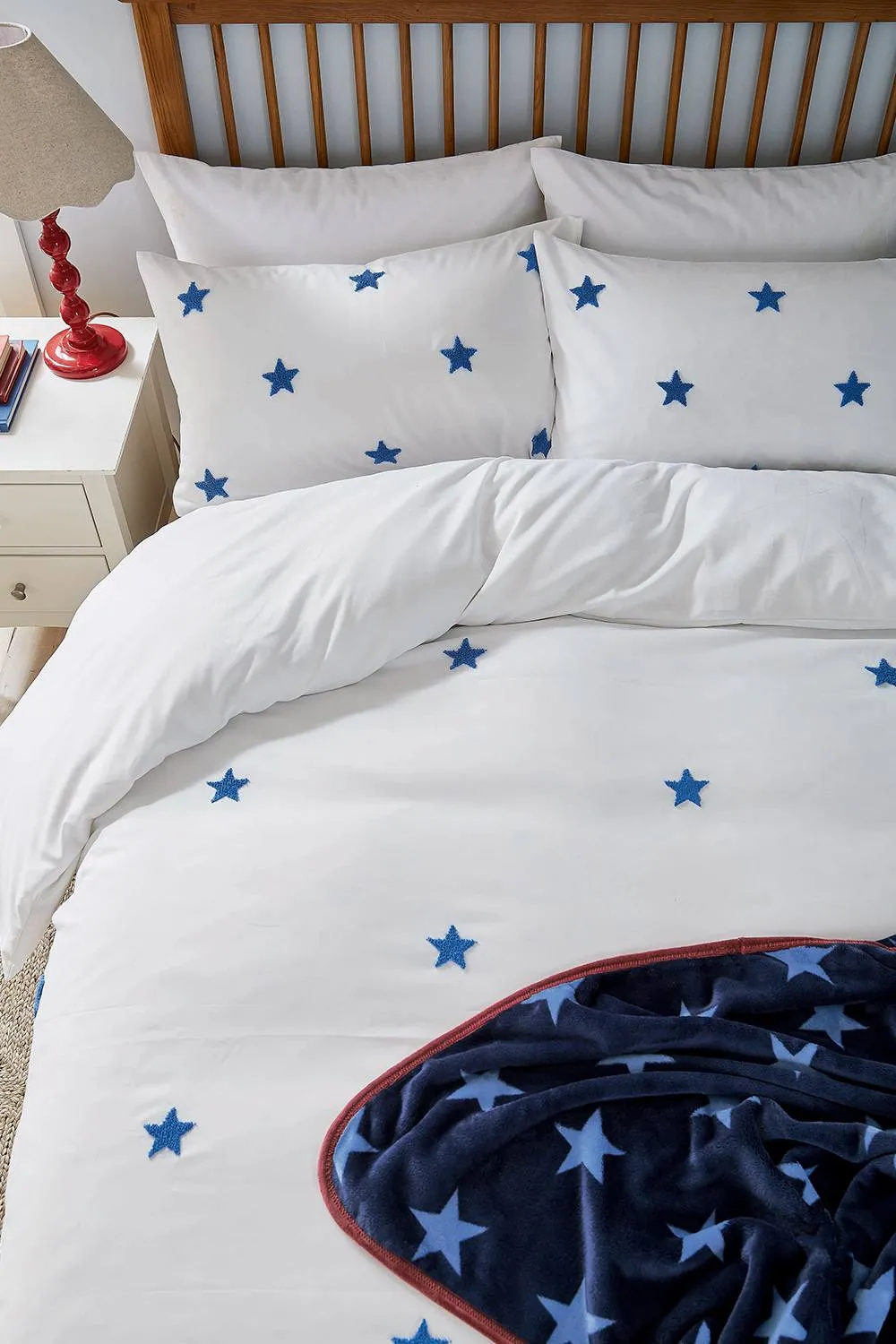 Helena Springfield 'Tufted Star Colbat Blue' Duvet Cover Set in White 4