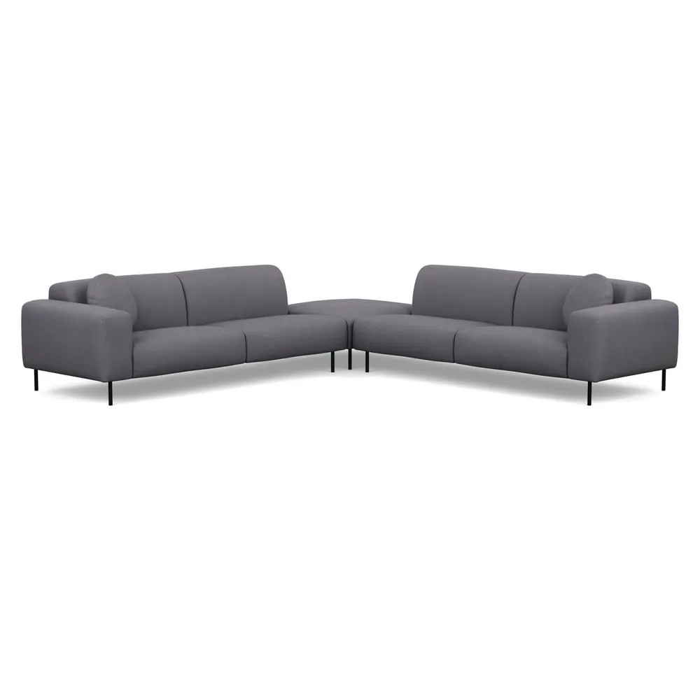 Heal's Luna Large Corner Sofa Tundra Texture Pewter Black Feet