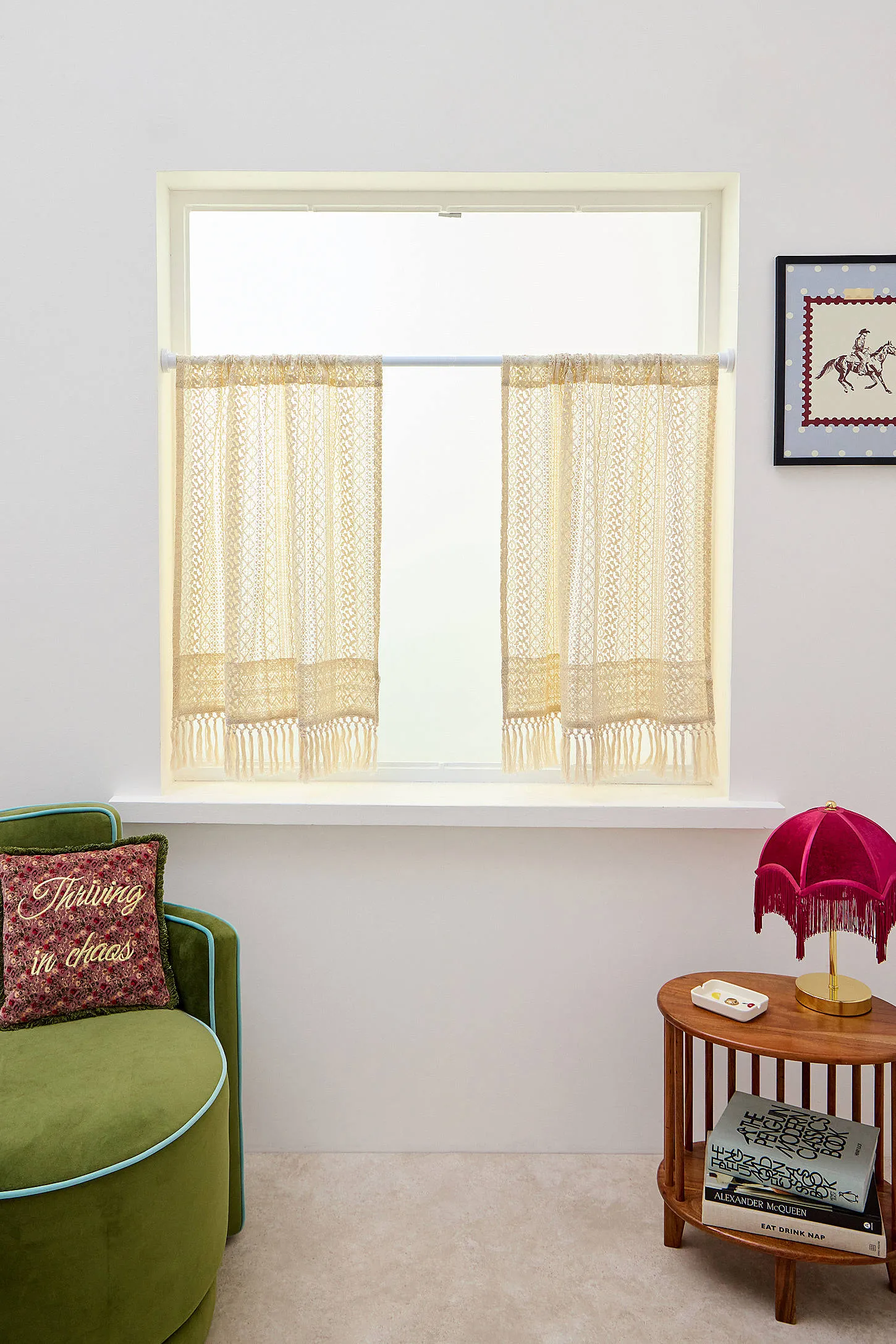 Lace Cafe Curtains - White