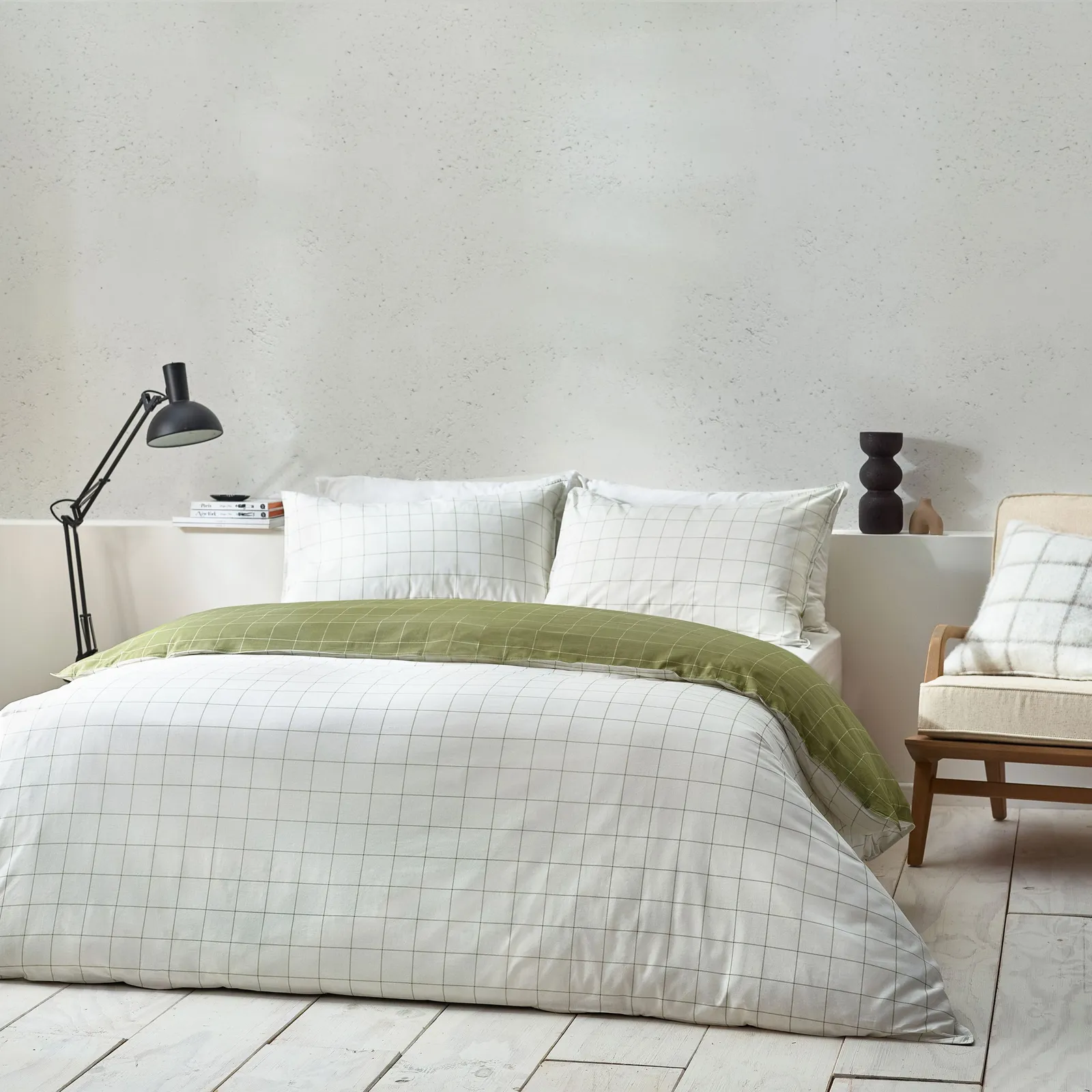 Yard Howarth Check Reversible Duvet Cover Set in Green 2