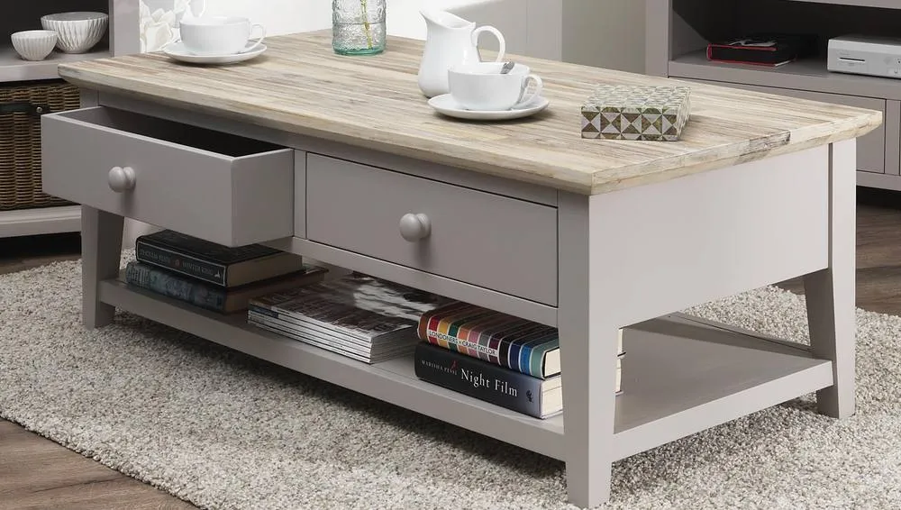 Statement Furniture Florence Coffee Table with Drawers in Taupe 5
