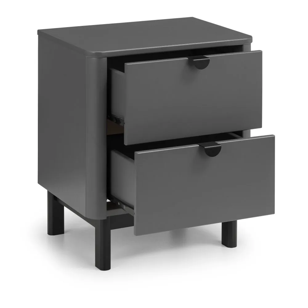 Chloe Grey Wooden 2 Drawer Bedside Table