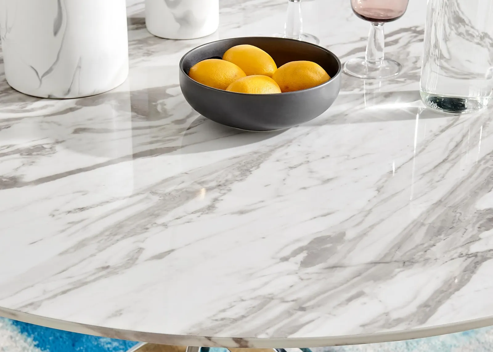 FurnitureboxUK Novara 120cm Round 6-Seater Dining Table With Silver Chrome Legs in Off-White 4