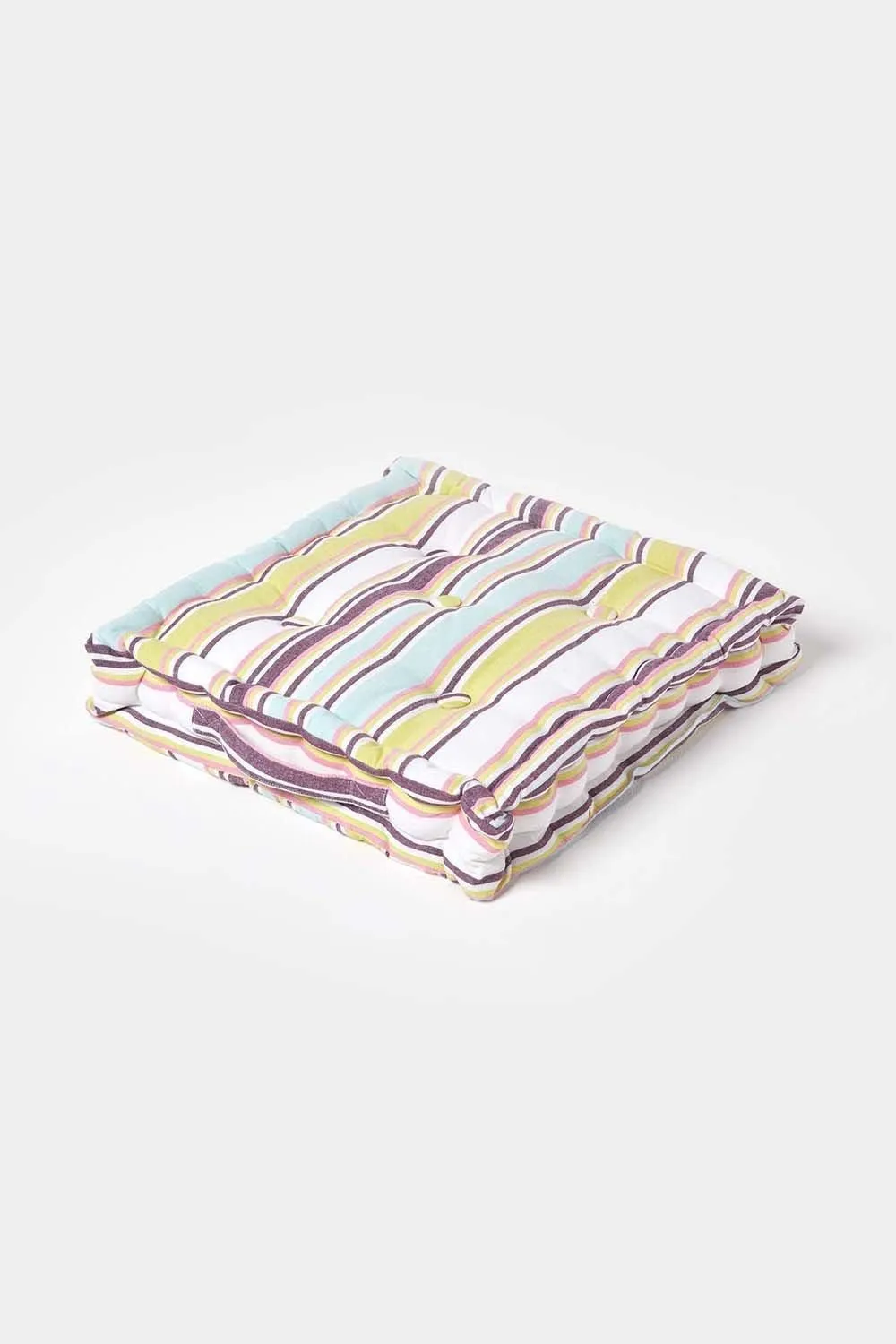Homescapes Cotton Osaka Green Stripes Floor Cushion