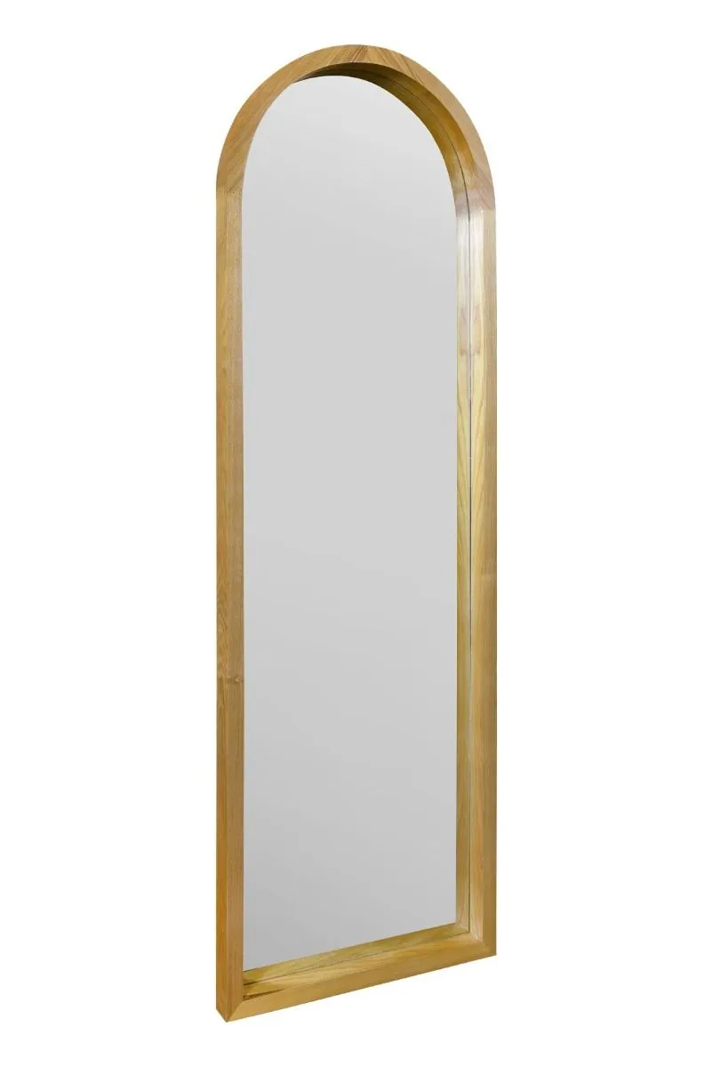 MirrorOutlet Solid Oak Framed Arched Leaner / Wall Mirror 47" X 16" (120CM X 40CM) in Beige 5