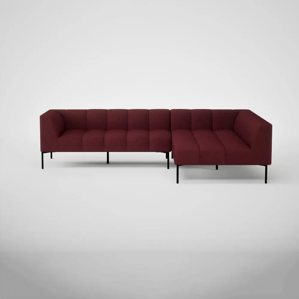 Heal's Quadro Right Hand Facing Chase Sofa St Moritz Wool Red 74 Black Feet 1