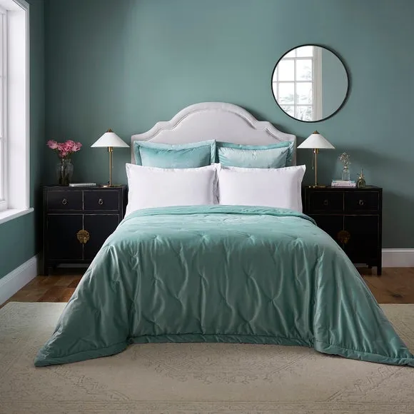 Dorma Burford Velvet Seafoam Bedspread 1