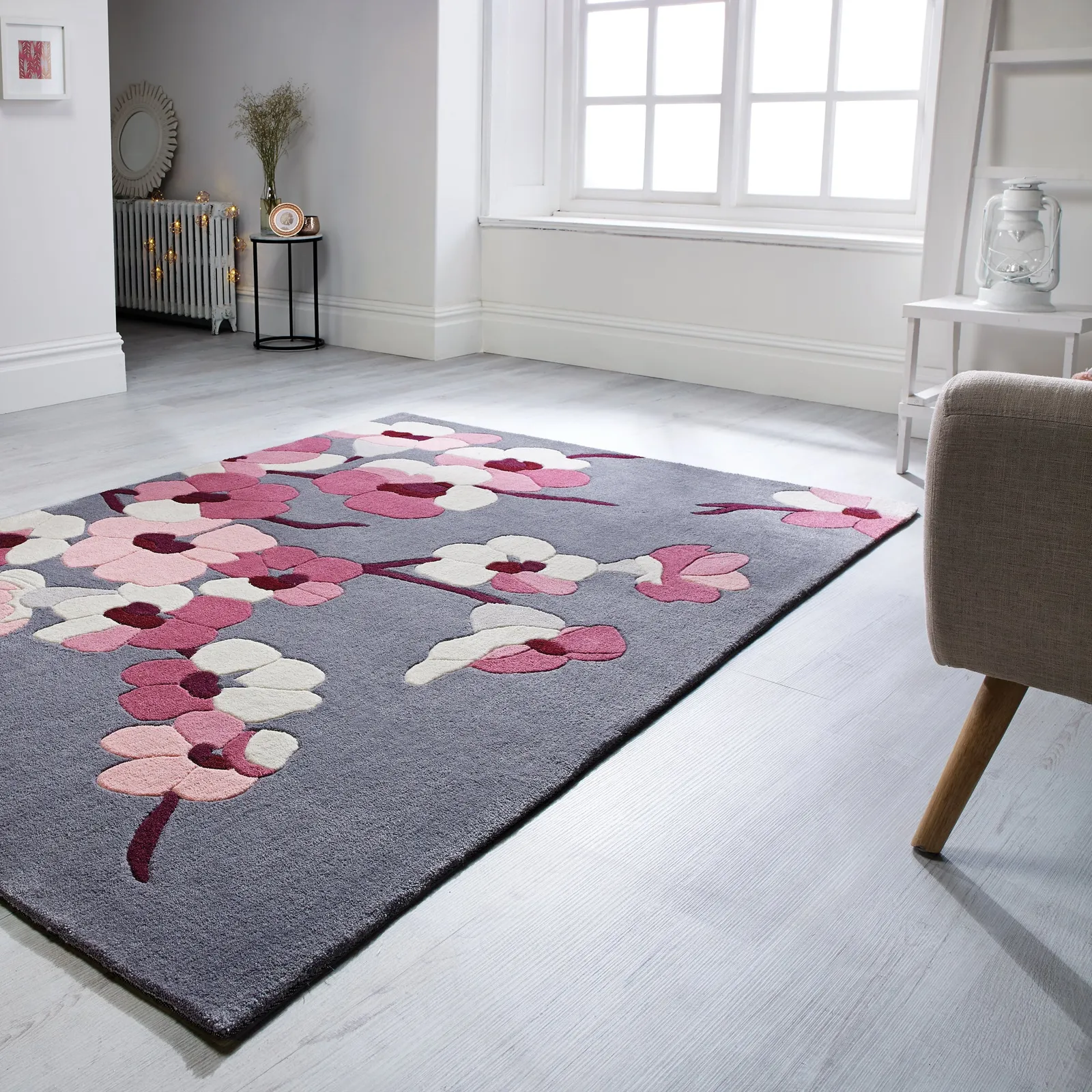 Infinite Blossom Rug Pink and Grey