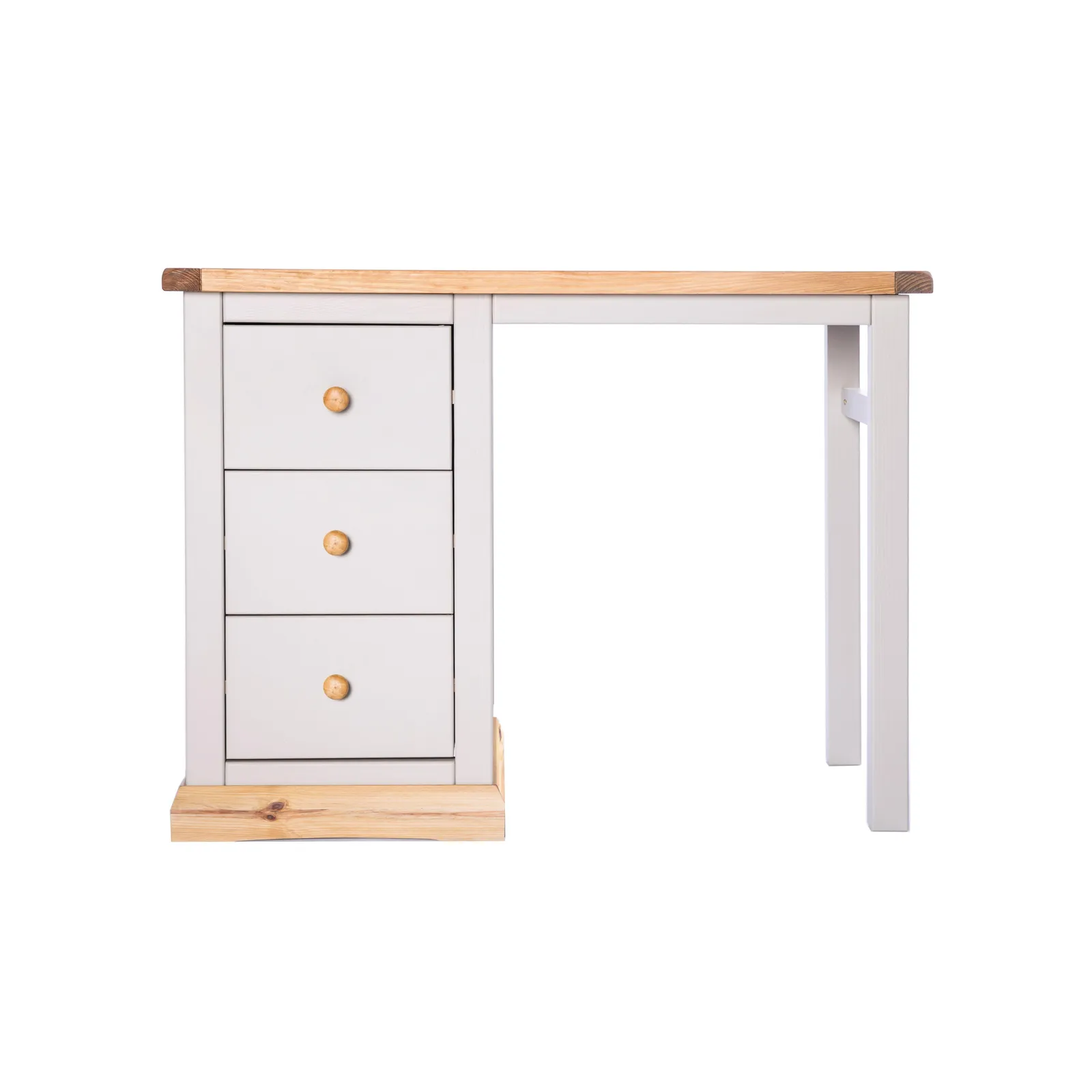 Cabinet Bits Bomporto 3 Drawer Desk - Dressing Table Wood Knob in Light Grey