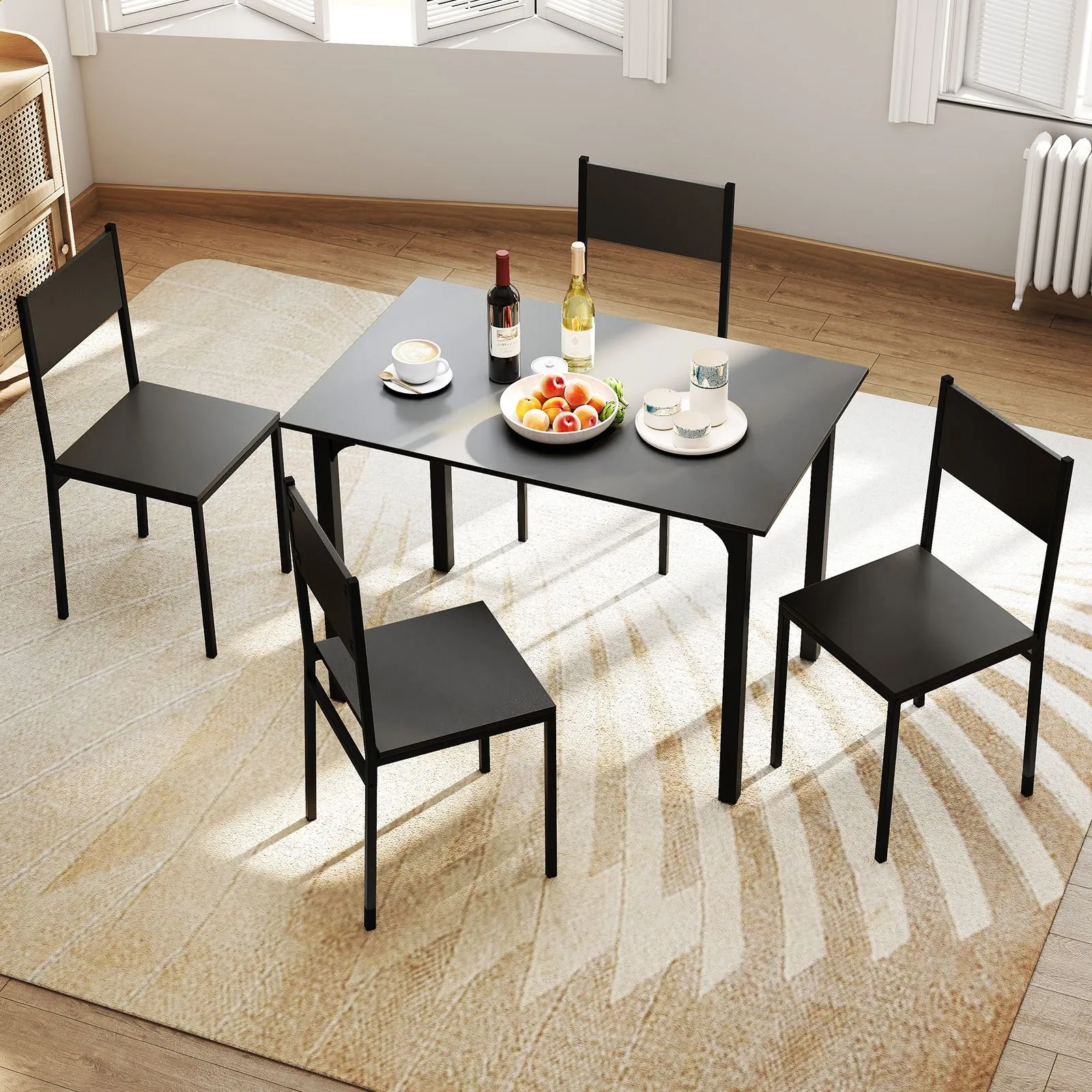 Costway 5Pcs Modern Kitchen Dining Room Furniture Dining Table Set for 4 in Grey 5