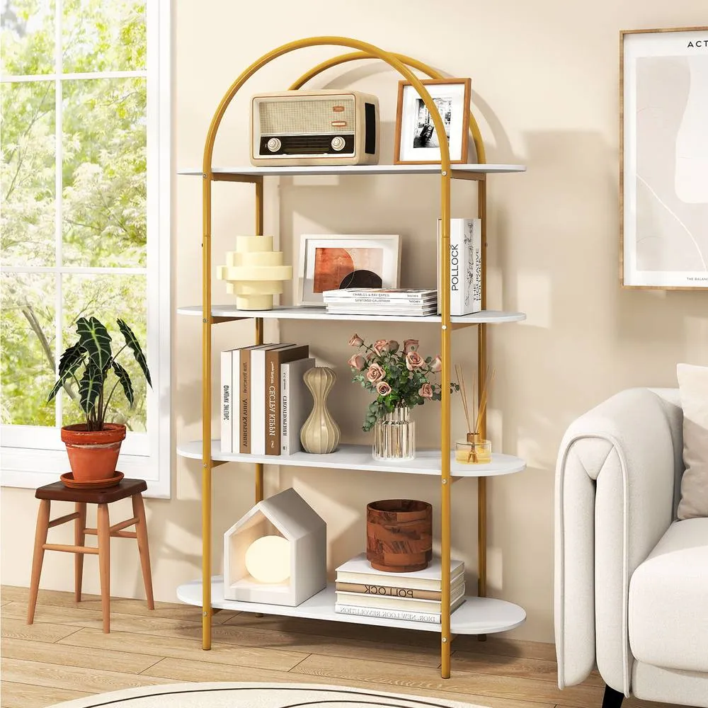 Costway Upholstered Accent Side Chair Sherpa Reading Chair with Sponge Padding in White 6